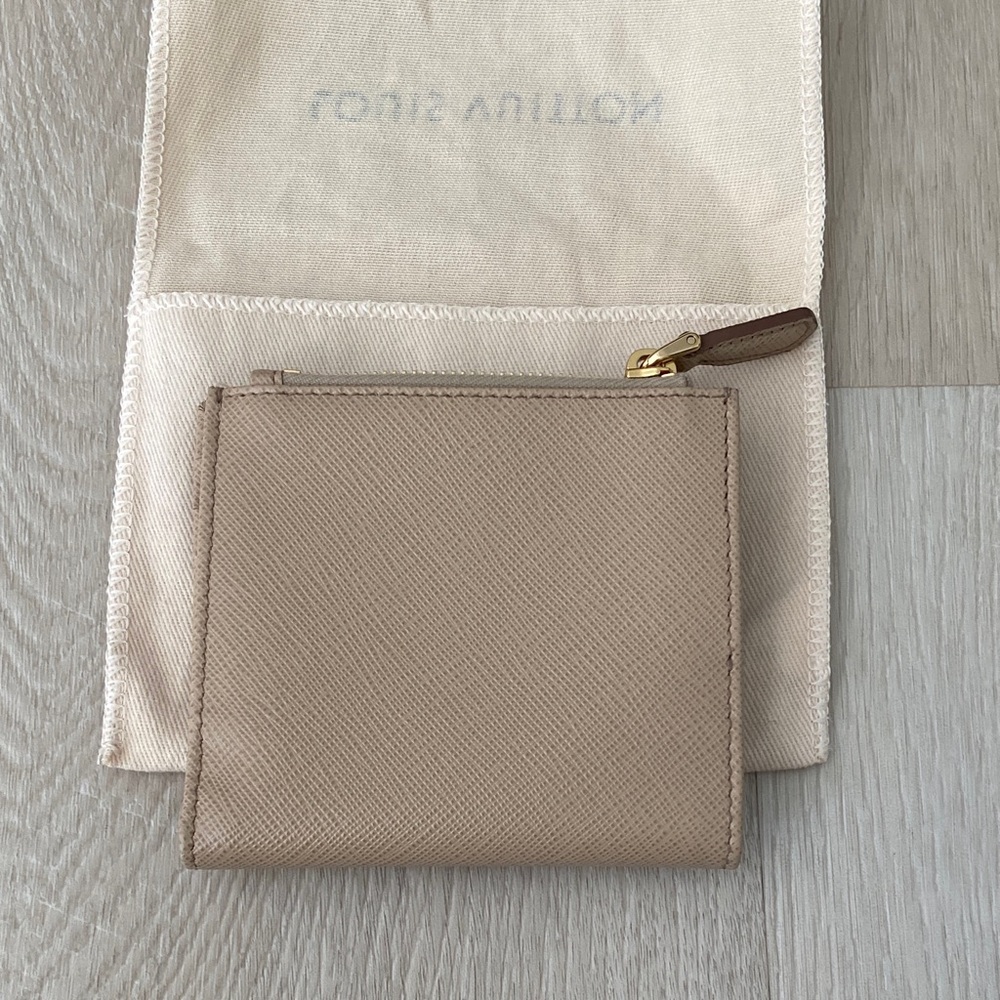 Prada Saffiano Tab Bifold Wallet Beige Blue - Picture 2 of 6